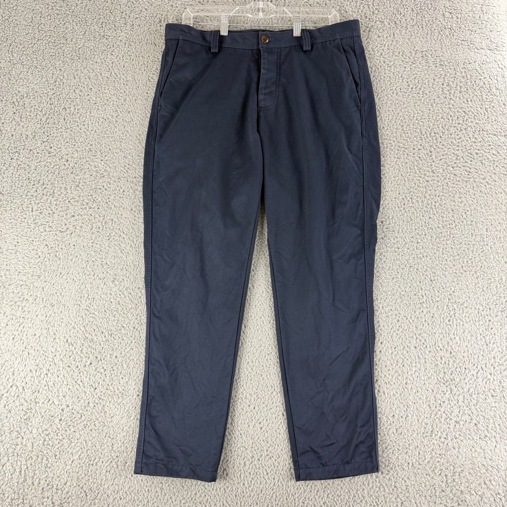 Wings + Horns Westpoint Chino Pants Mens 33 Navy Blue Button‎ Fly Made in Canada